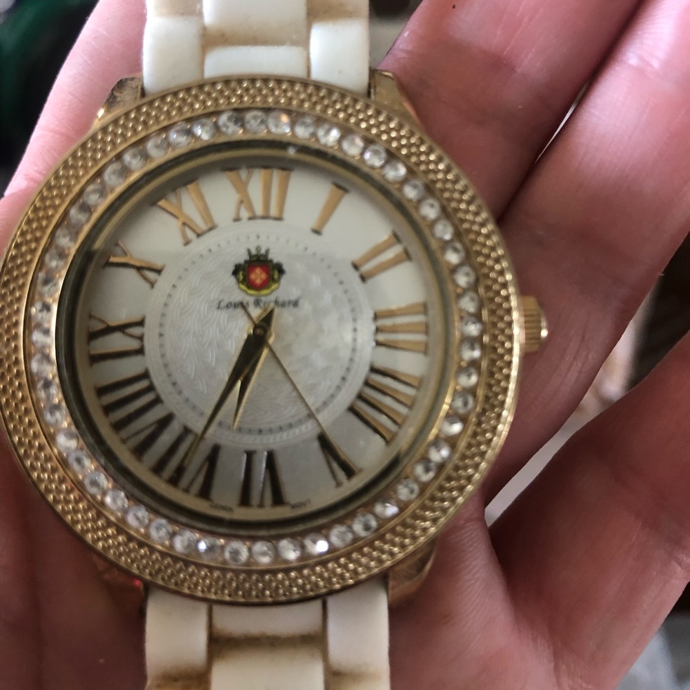 Gold louis richard watch with beige silicone band